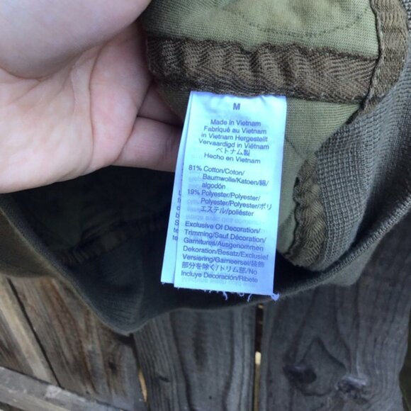 Wallace & Barnes khaki army green full zip quilted bomber jacket mens medium - Picture 5 of 8